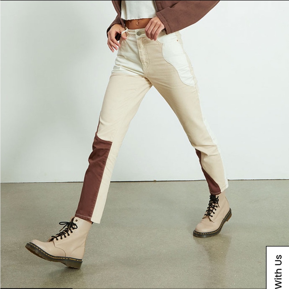 pacsun eco tan & brown paneled mom jeans